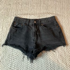 black high rise BDG jean shorts
